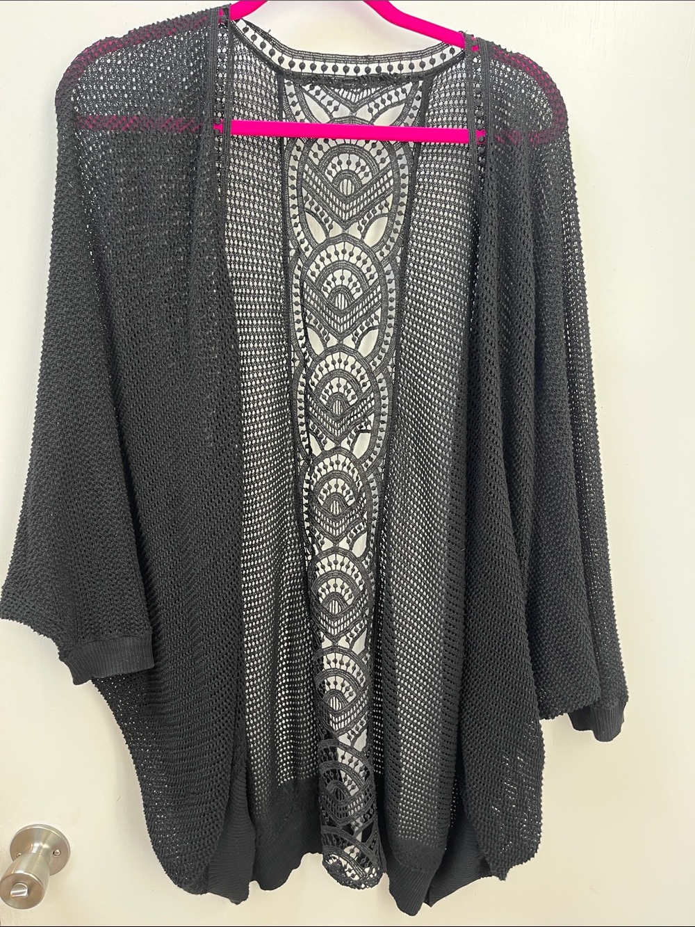 Torrid Black Open-Knit Dolman Sleeve Cardigan, Size 1